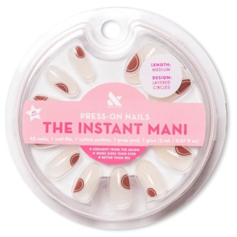 Olive & June Press-on Oval Medium Nails, Layered Circles